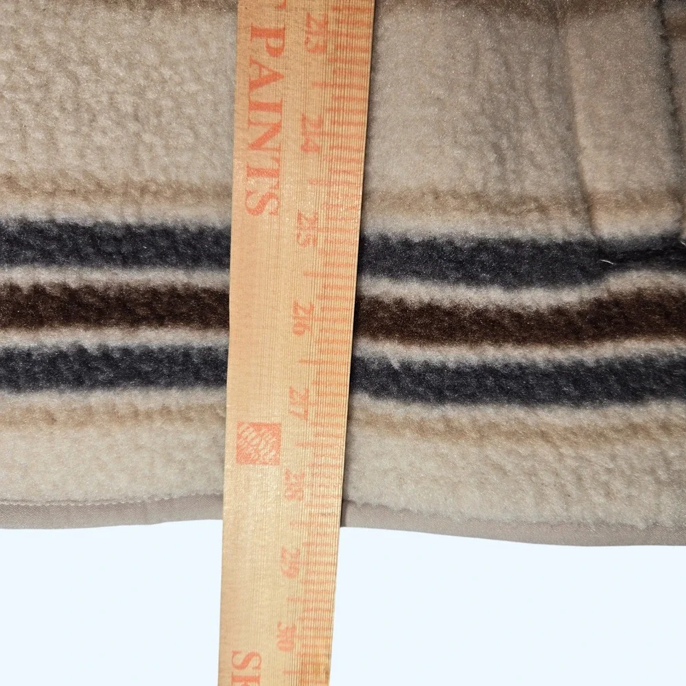 NEW Lucky Brand Striped Fleece Snap Mock Neck Pullover Beige Brown Mens Large